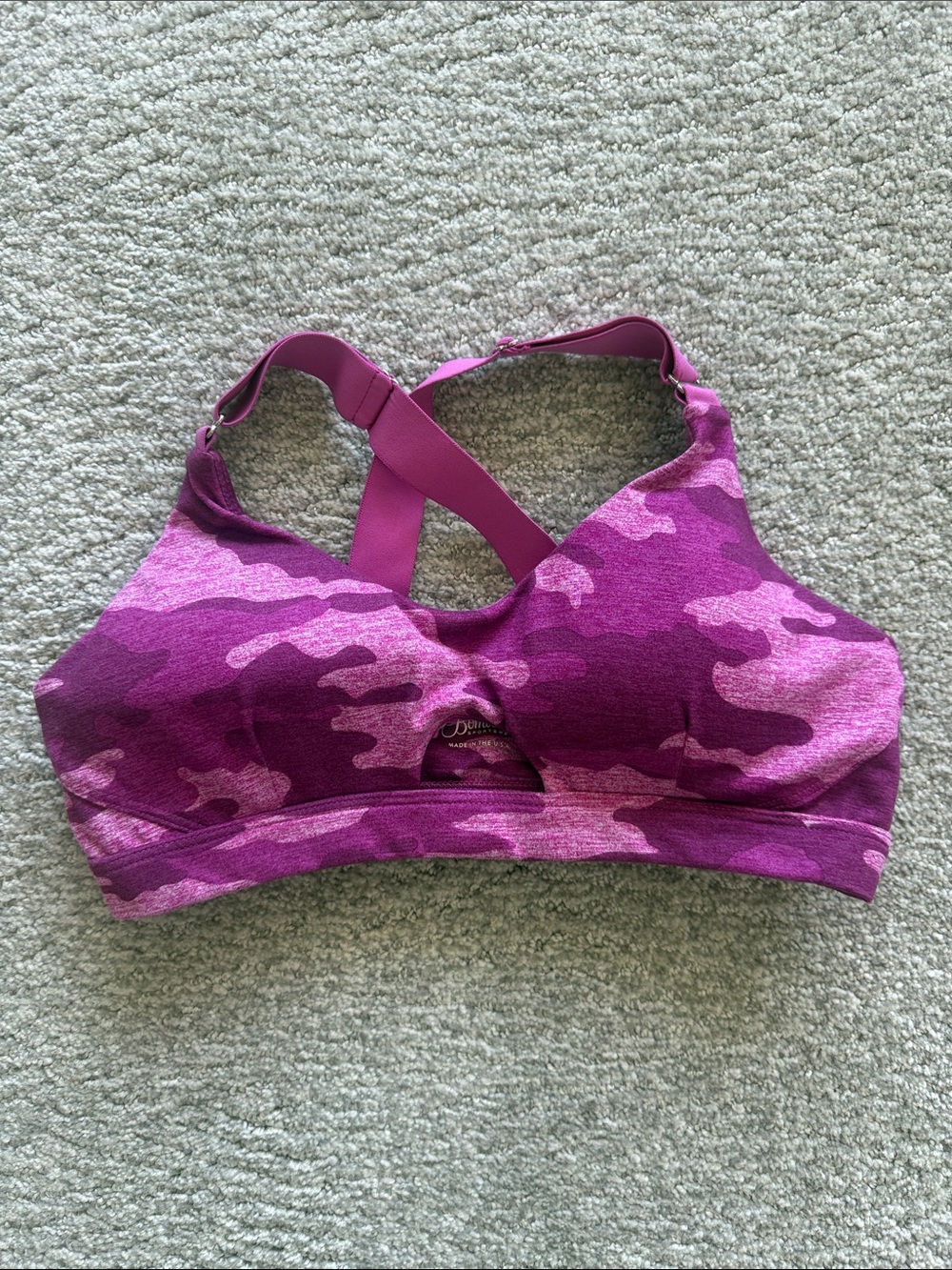 Bombshell Sportsbra Purple Camo Cross-Back Top Size XS